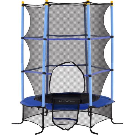 Trampolino per bambini Ø163 cm con rete di sicurezza acciaio e plastica blu MODENUIT (1/5)