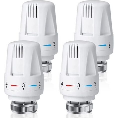 Lot De 4 Vanne Thermostatique Radiateur, CJBIN Tête Thermostatique Radiateur M30 x 1,5, Robinet Thermostatique Radiateur pour La Maison Et Le Bureau, Remplacement de Thermostat de Radiateur (1/5)
