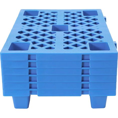 Palets de almacenamiento, diseño apilable de 6 piezas, alta capacidad de carga, color azul. (1/2)