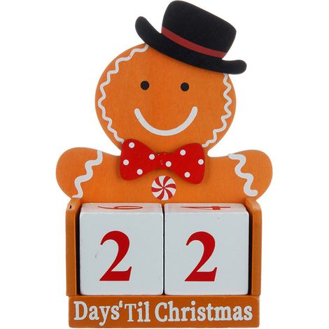 Calendrier de l'Avent Maison en Pain d'Épices Décoration de Table Design Bonhomme Orange Réutilisable Festif (1/5)