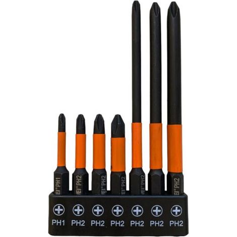 Set 7 Punte Magnetiche PH1 PH2 per Trapano Avvitatore Attacco 1/4" 07573 (1/3)