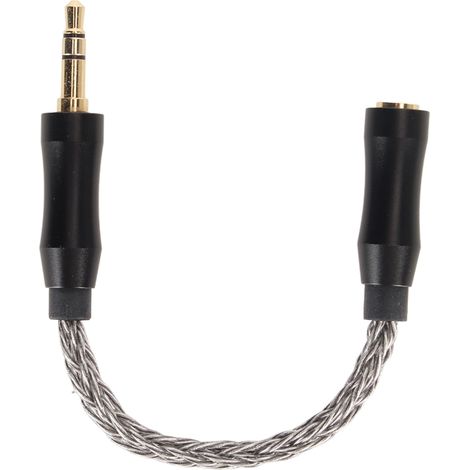 Câble audio 2,5 mm vers 3,5 mm, connecteurs femelle-mâle plaqués or, âme en cuivre monocristallin, 14 cm (5,5 pouces), gris clair (1/5)