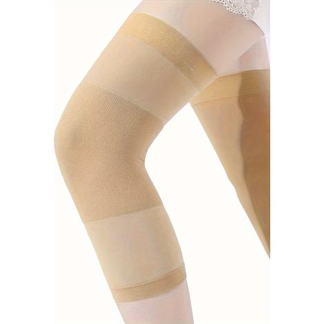 Genouillères de compression respirantes unisexes – Design avec bande élastique légère, Utilisation sportive et quotidienne toute saison, Beige clair, Lot de 2 pièces (1/4)