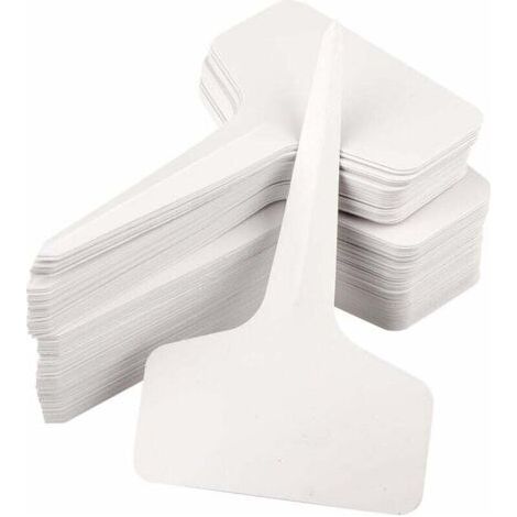 100 Pflanzenetiketten für Setzlinge, Garten, Gemüsebeet, wasserfester Kunststoff, für den Außenbereich, weiß, 10 x 6 cm
