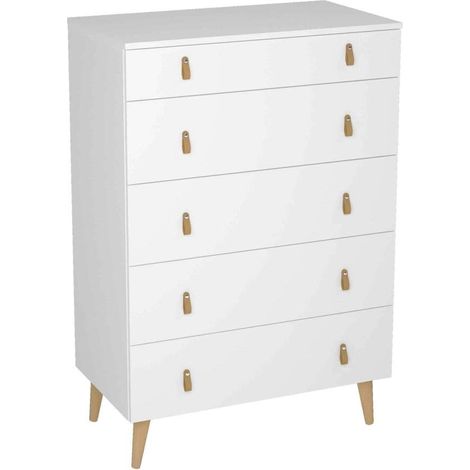 Sifonier Tokio con 5 Cajones en blanco. 119 cm(alto), 80 cm(ancho), 48 cm(fondo) (1/3)
