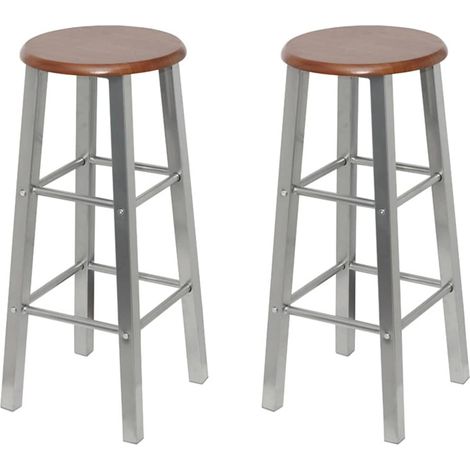 Maison Exclusive - Tabourets de bar lot de 4 argenté et marron MDF (1/5)