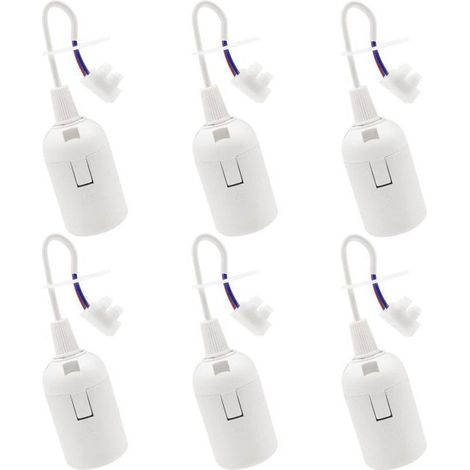 6 PCS Douille de Lampe E27 Support d'ampoule E27 rénovation Douille Blanc Douille de Bâtiment avec Câble Douille de Chantier 4A 250V Base de Lumière Douille de Suspension (1/5)