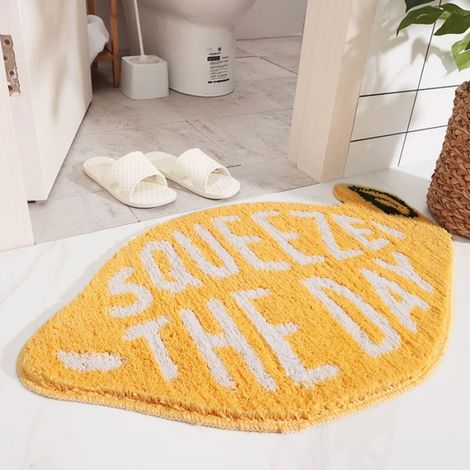 1 Tapis de sol forme citron, microfibre polyester, absorbant, antidérapant TPR, salle de bain chambre entrée cuisine (1/4)