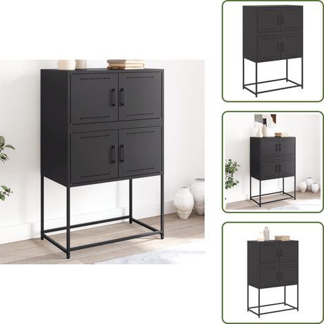 Buffet noir 68,5x38,5x107 cm acier - Buffet Industriel - Meuble Rangement - Armoire Métal - Design Moderne - Couleur Noire (1/5)