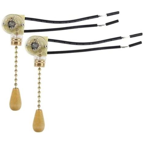 2 Pcs Interrupteur à Tirette, Interrupteur à Tirette de Ventilateur, Mur Lampe Tirer Interrupteur, Pour Applique Murale à LED, Ventilateur de Plafond, Eclairage de Salle (1/4)