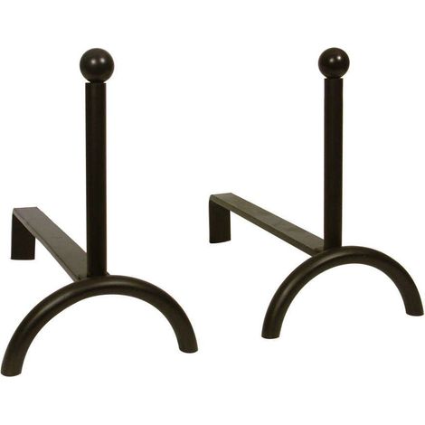 Aubry Gaspard – Lot de 2 chenets de cheminée en fer forgé noir – Dimensions 36 x 18 x 27 cm – Pour bois dur et teck – Poids 2.5 kg