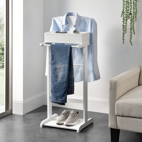 Galán de noche Lulboll con caja MDF/pino 44x35x110 cm Blanco [en.casa] (1/7)