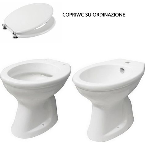 Bagno Italia Sanitari in ceramica vaso wc con copriwc e bidet con scarico a muro (1/3)