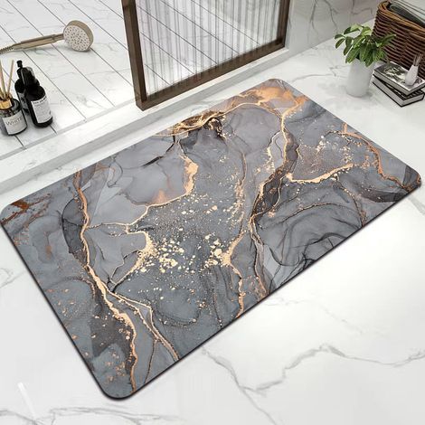 Tapis de salle de bain antidérapant et absorbant, tapis de salle de bain en diatomite à séchage rapide, tapis en diatomite résistant à la moisissure et lavable, le tapis de salle de bain est doux et (1/5)