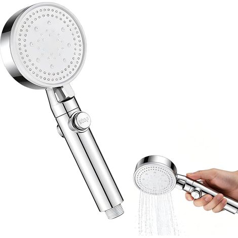 Cabezal de ducha de alta presión con ahorro de agua - Fácil instalación, material, efecto de ahorro de agua - Accesorio de ducha práctico (Plateado) (1/5)