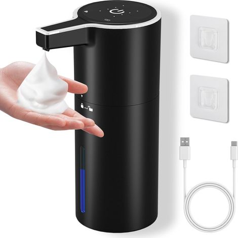 1 Distributeur Savon 400ml Mousse, Capteur Infrarouge 0.25s, Batterie 1800mah Usb, Étanche Ipx5, Cuisine Salle De Bain