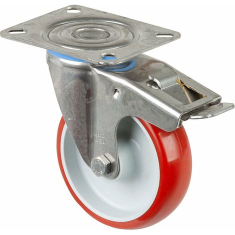 BS ROLLEN Lenkr. m. Fs. Polyue. / Edels. Rad - d 100 mm 120 KG Tragf. (1/3)