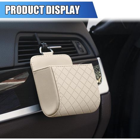Borsa portaoggetti per bocchette dell'aria dell'auto - Scatola portaoggetti per auto - Borsa portaoggetti, supporto per telefono da auto - Scatola portaoggetti per auto - Beige (1/5)