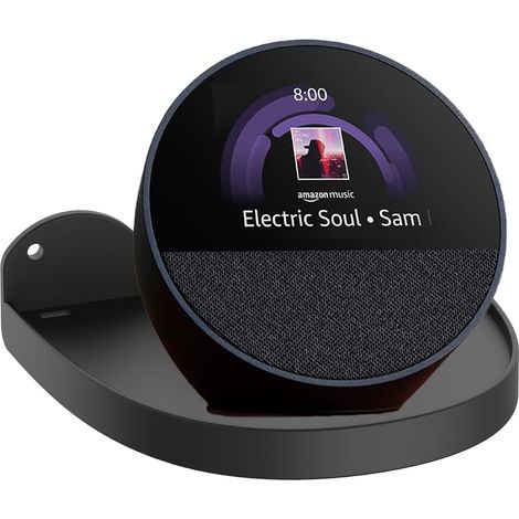 Compatible With Echo Spot Holder, Echo Spot Stand, Echo Spot Wall Mount With Integrated Cable Management, No Screws Required, Speaker Accessory Rack (Black, Jt01), 1 Piece (1/5)