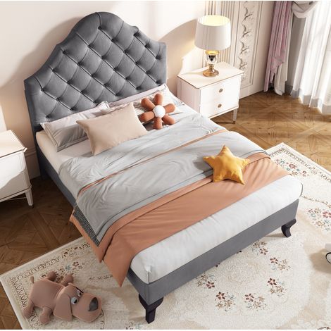 Bett 140x200 cm modern gepolstert in Beige mit Matratze, 4 Schubladen, verstellbarem Kopfteil und USB/Type-C (1/5)