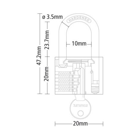 Candado de arco 20 mm con llave (1/4)