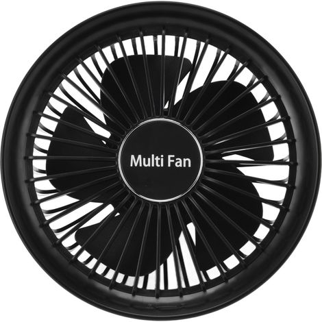 Tragbarer, multifunktionaler Ventilator mit USB-Ladefunktion, batteriebetrieben, zum Aufhängen im Freien, für Zuhause, Büro, Arbeitszimmer, Camping, Schwarz (1/5)