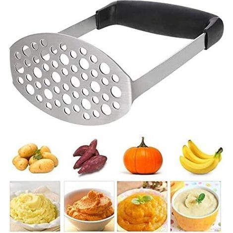 Presse-purée de Pommes de Terre en Acier Inoxydable, Presse-purée pour Pommes de Terre (Noir 12 × 7 × 17 cm) (1/5)