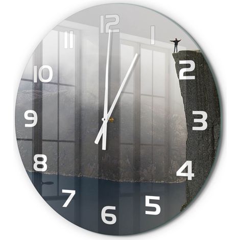 Horloge Murale Ronde Déco Moderne en Verre Silencieuse Salon Cuisine Falaise norvégienne fi 60 cm (1/5)