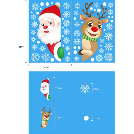 Autocollants flocons de neige Père Noël, décorations de fête de Noël, pendentifs, autocollants électrostatiques, boules à suspendre rennes et bonhommes de neige, guirlandes lumineuses, autocollants po