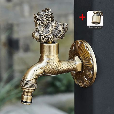 (Modèle 7) Robinet de jardin extérieur en cuivre sculpté antique, pour machine à laver, robinet de toilette de luxe WB8510 (1/5)
