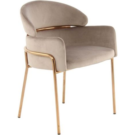 Chaise Design en Velours "Corey" 79cm Taupe (1/4)