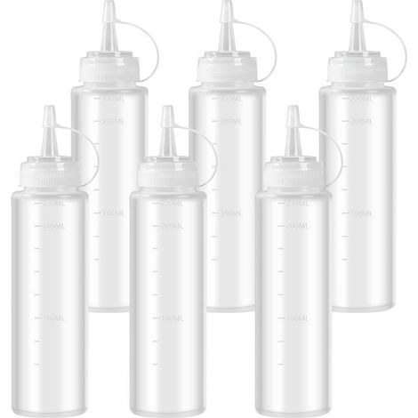 6 Pcs Recipient Sauce Vinaigrette, 240ML Bouteille à Condiments, Flacon Doseur Sauce, Presser Bouteilles en Plastique avec Bouchon pour Vinaigre Huile d'Olive Ketchup Mayonnaise (1/5)