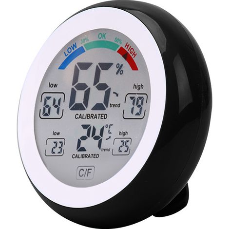 Kabelloses elektronisches Thermometer-Hygrometer für drinnen und draußen, runder Touchscreen mit LCD-Display, Wetterstations-Tester