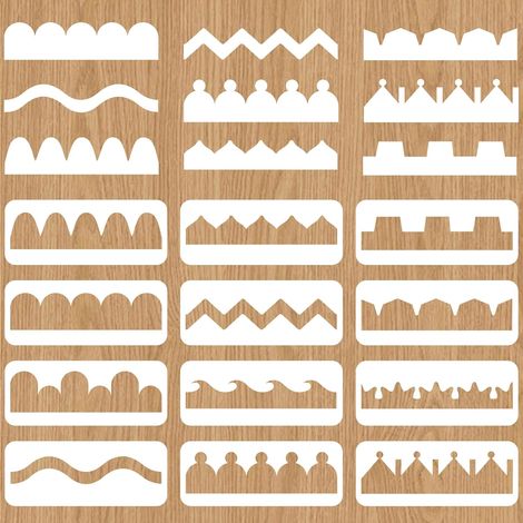 Lot de 12 pochoirs géométriques réutilisables avec bords en dentelle pour meubles en bois de ciment, chambre à coucher, décoration d'intérieur - 30 x 12 cm (1/5)