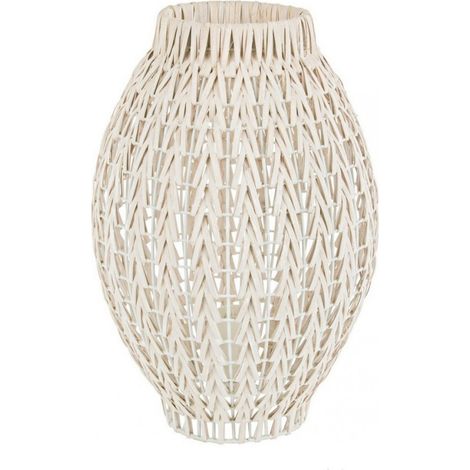 Tischlampe Rattan weiß - h51