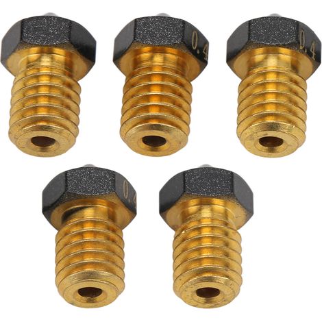 5 Stück 3D-Drucker-Hotenddüse, 0,4 mm Messing, PTFE-beschichtet, Extruder-Hotenddüse für 1,75 mm Filament 3D-Druckerdüse (1/5)