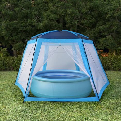 Tente de piscine pliable, Tente de camping, Pavillon Chapiteau Tonnelle de Jardin Tissu 660x580x250 cm Bleu FCV22612 (1/5)