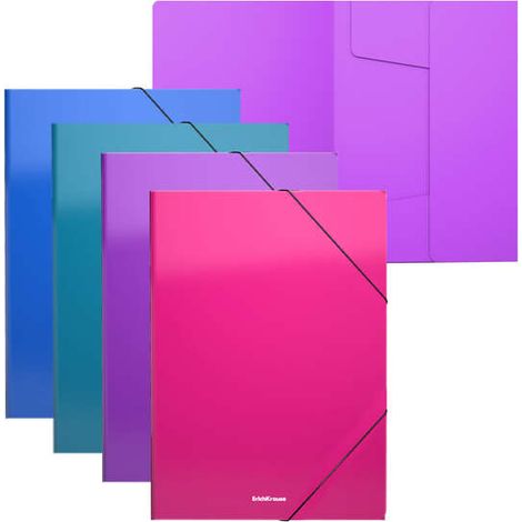Erichkrause pack de 4 carpetas solapas matt vivid a4 - fabricadas en polipropileno - colores surtidos