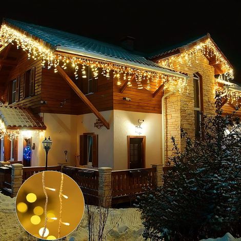 Guirlande Lumineuse Stalactite - 10 M - 400 Led - Étanche Ip44 - 8 Modes - Fonction Mémoire - Pour Intérieur Et Extérieur - 1 Pièce (1/5)
