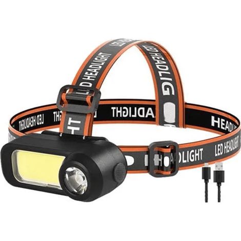 Potente linterna frontal LED COB, recargable por USB, 180 lúmenes. (1/5)