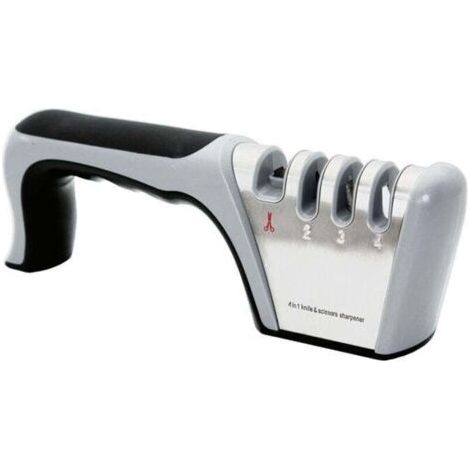 BARKBUSTERS Aiguiseur professionnel 4-en-1 pour couteaux de cuisine et ciseaux, avec une base antidérapante en gomme, adapté pour les couteaux en acier inoxydable et en céramique.