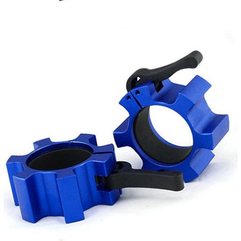 Lot de 2 colliers de serrage pour haltères de 50 mm, en alliage d'aluminium, à dégagement rapide, bleus, pour musculation et fitness. (1/5)