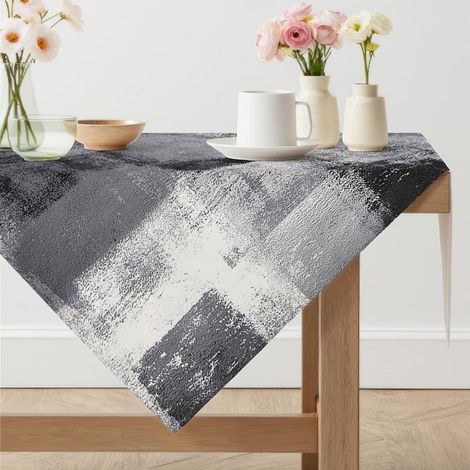 Nappe 100x100 cm lavable moderne abstrait gris noir