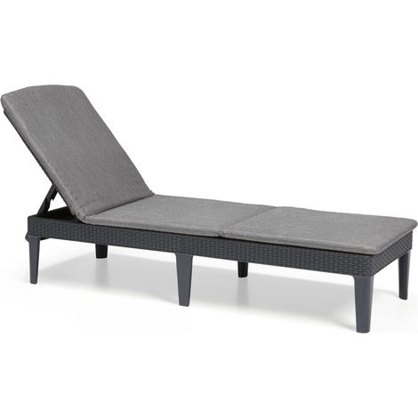 Keter – Chilienne en résine imitation rotin tressé – Dossier inclinable 4 positions – Couleur gris graphite – Entretien facile avec nettoyage à l'eau savonneuse