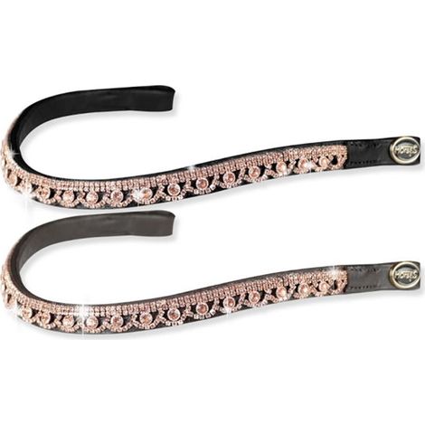 Cob, Nero: Frontalino in cuoio morbido modello luxe rosegold con strass effetto pizzo (1/3)
