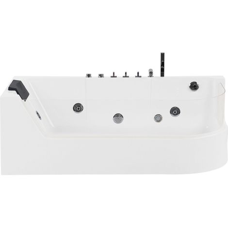 Idromassaggio Acrilico Bianco Poggiatesta in Ecopelle LED 170 x 85 cm Acuario