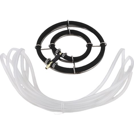 Disque d'aération pour bassin, en acier inoxydable 304, anneau diffuseur de bulles d'air pour bassins à poissons, bassins à koï et aquariums, double cercle, diamètre 25 cm/9,84 pouces. (1/5)