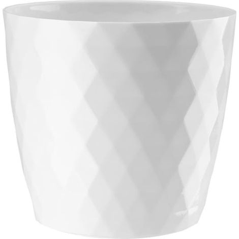 Pot de fleurs décoratif en plastique blanc Cristal 14x12 cm