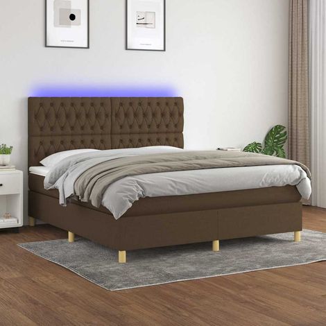 vidaXL Sommier à lattes de lit matelas et LED Marron foncé 180x200 cm (1/5)