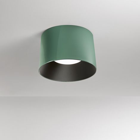 Plafoniera Moderna Hole Metallo Verde Lucido Led 36W Dimmerabile Ip20